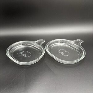 Set of 2 Vintage Pyrex Clear Glass 600-B Grab It Dish Plate